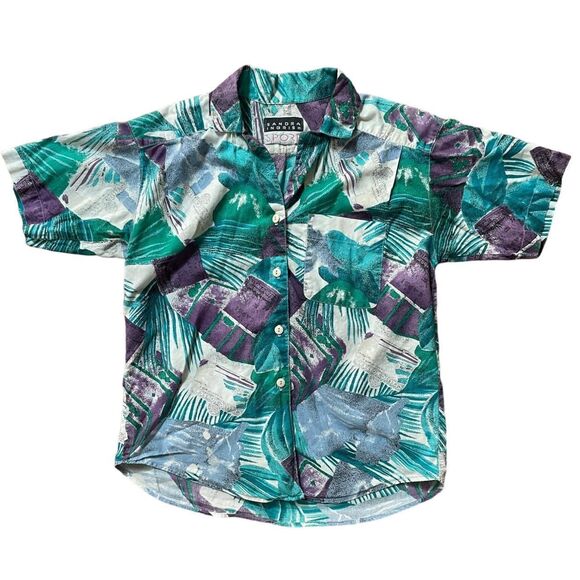 Vintage Blue, Green, and Purple Capri, Italy Sandra Ingrish Sport Short Sleeve C - Picture 1 of 5